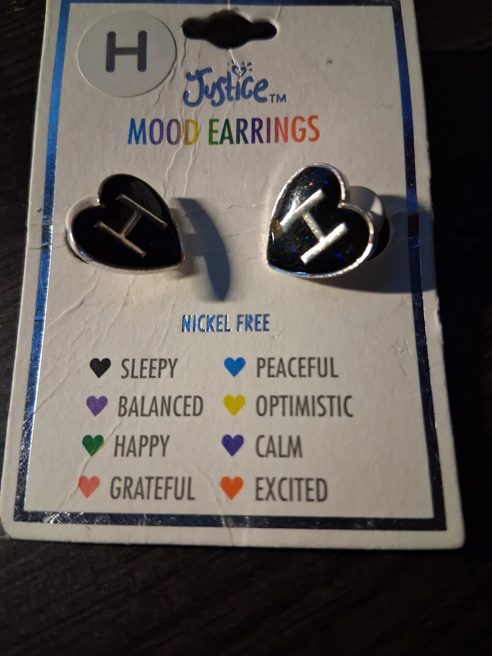 Justice Black Heart Mood Earrings
